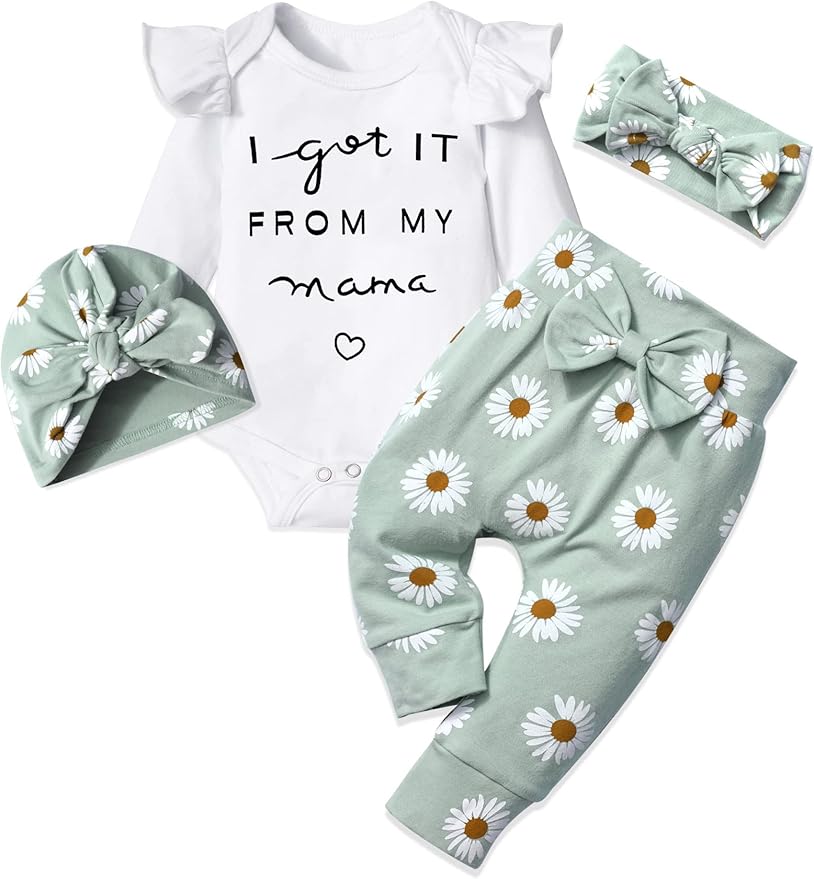 Infant Newborn Baby Girl Clothes Baby Girl Outfits For All Seasons Long Sleeve Snap Romper Pant Sets With Headband