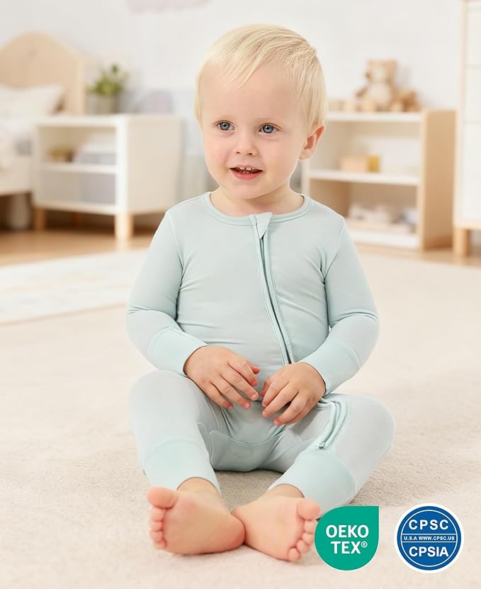 Footless Pajamas Baby Boy Girls, Viscose from Bamboo Baby Pajamas, Two Way Zipper Sleepers, Newborn Pjs