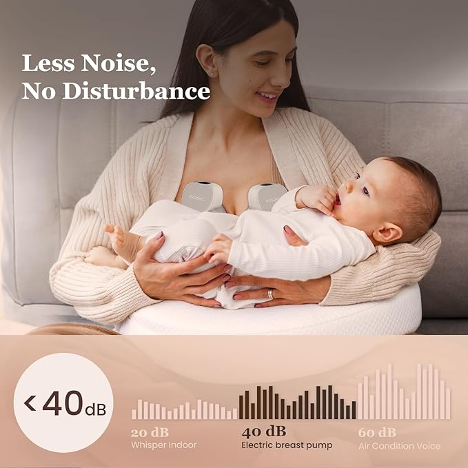 M5 Electric Breast Pump - Wearable Hands-Free Pump with LED Display - 4 Modes & 12 Levels - Portable & Wireless - Soft Double-Sealed Flange - Smart Display - 2 Pack - Elegant Gray