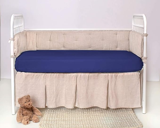 Crib Fitted Sheet by Pure Bamboo, Genuine 100% Organic Viscose Derived from Bamboo, Luxuriously Soft, Ultimate Cooling, Fits Standard Size Crib Mattress (Cobalt Blue)