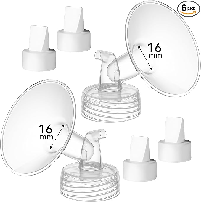 16 mm Flange Compatible with Spectra S2 S1 9 Plus Ameda MYA Motif Luna Cimilre Breast Shield, Duckbill Valves Replacement, Replace Wide Mouth Flange
