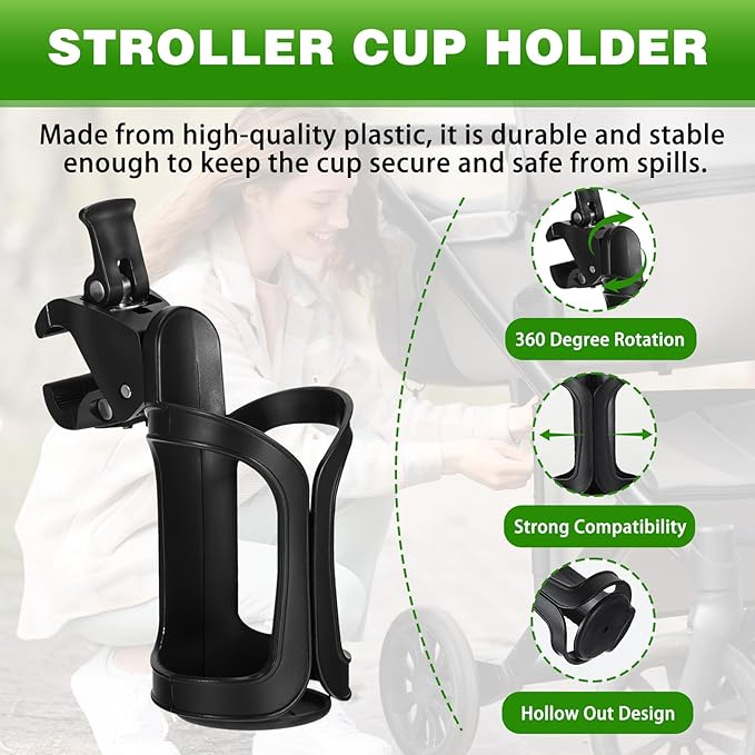6 in 1 Universal Drink Stand: Rotatable Holders for Stroller, Bike, Wheelchair & More