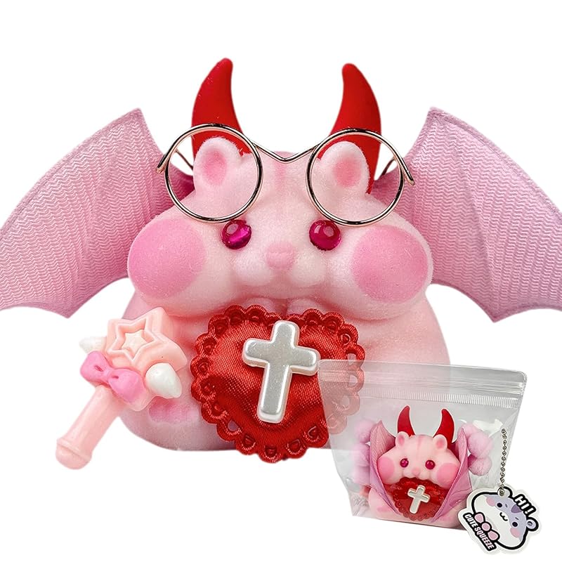 Handmade Taba Squishy Hamster Toy, Cute Squishy Hamster Fidget Toy, Realistic Hamster Toy, Soft Silicone Mochi Furry Toy, Stress Relief Gift for Adults & Kids, Halloween Decor((Pink Monster)