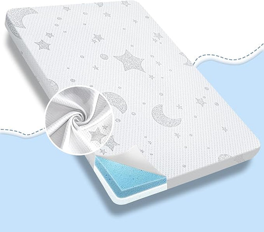 Pack and Play Mattress, 38x26 Pack N Play Mattresses Pad with Breathable Jacquard Cover, Portable Dual-Sided Soft & Firm Memory Foam Baby Mattress for Pack n Play Playpen