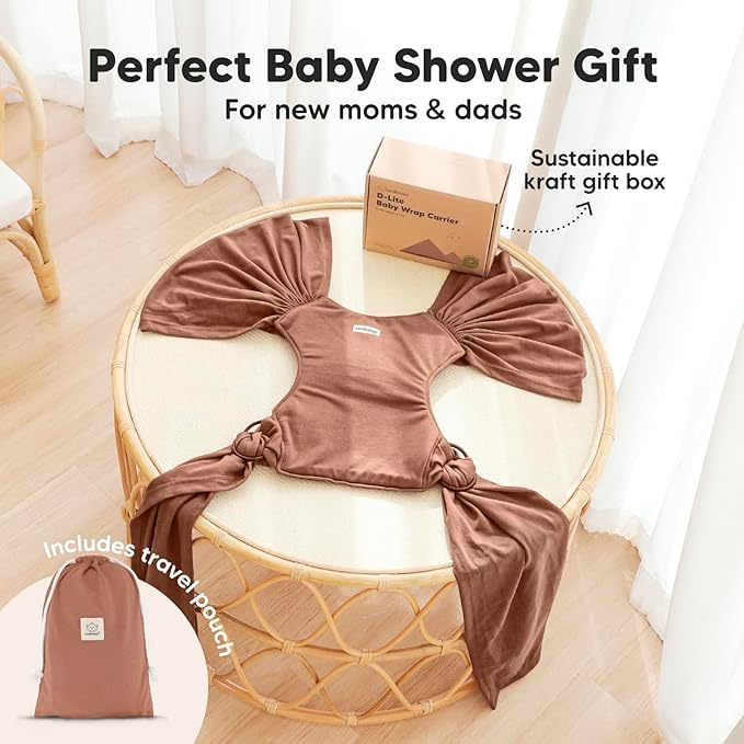 KeaBabies Baby Wrap Carrier Ring Sling - Easy to Wear, Adjustable D-Lite Baby Carrier Newborn to Toddler, Infant Carrying Shirt, Hands Free Bonding, Breathable Fabric Wearing Wrap (Terracota)