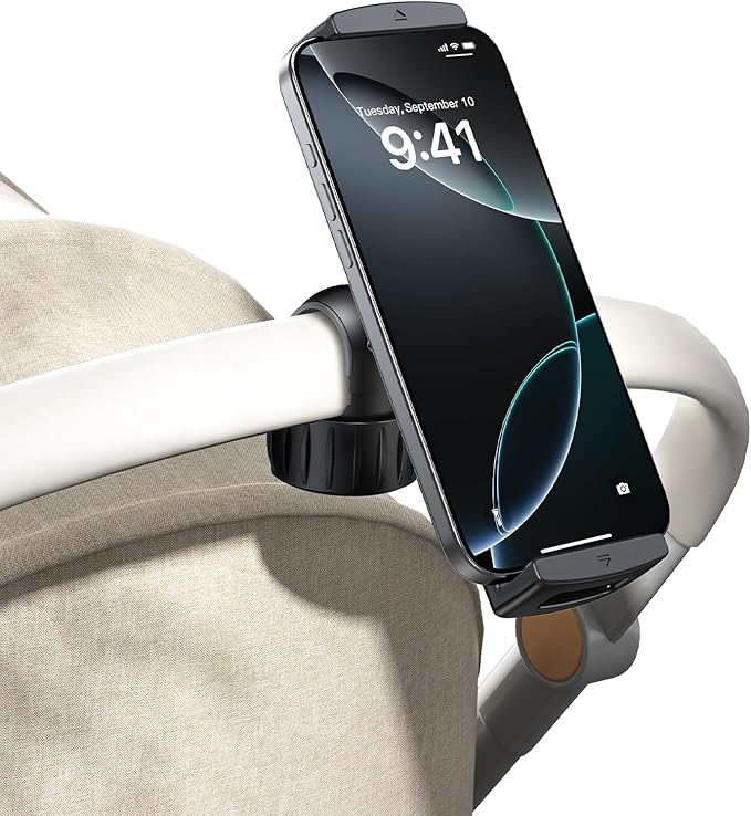 OATSBASF Stroller Phone Holder, Cell Phone Mount Pole Clamp for Baby Stroller, 360 Degree Rotation Phone Holder for Stroller Golf Cart Bike Shopping Carts, for iPhone 16 15 Pro Max 14 13, Smartphones