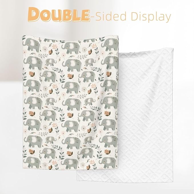 Baby Blanket Childish Elephant Boho for Boy Girl Newborn 30x40 Inch Toddler Infant Nursery Throw Blankets Double Layer Comfy Soft Plush Stroller Crib Quilt