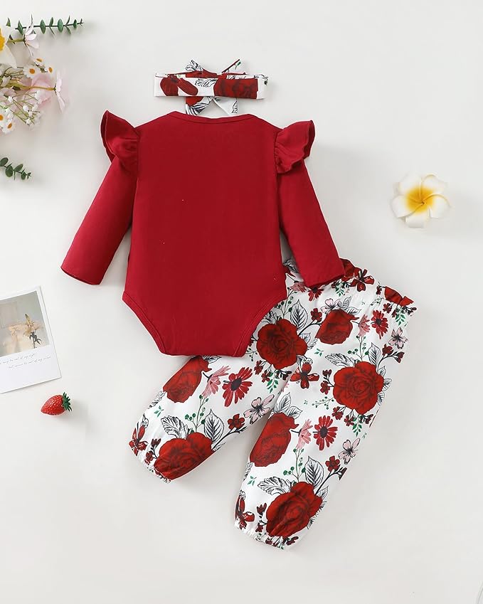 Infant Baby Girl Clothes Newborn Girl Outfit Long Sleeve Romper Pants Set Cute Baby Clothes for Girls Fall/Winter