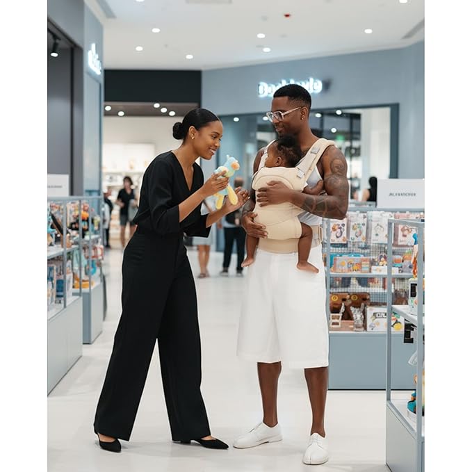 Baby Carrier for Newborns to Toddlers, Adjustable, Ultra-Soft and Weightless, Ergonomic Baby Carrier with Head Support, Baby Travel Gear, Baby Essentials (Beige),