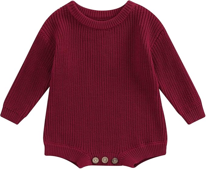 FYBITBO Baby Girl Boy Sweater Knit Oversized Pullover Sweatshirt Romper Onesie Warm Fall Winter Clothes Outfit Newborn