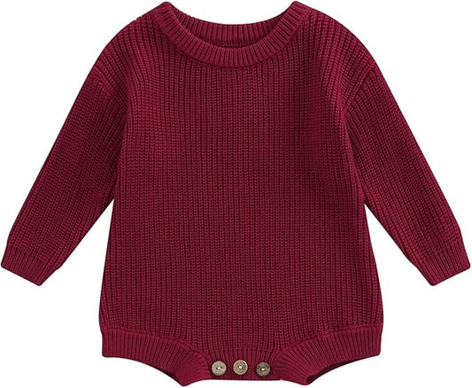FYBITBO Baby Girl Boy Sweater Knit Oversized Pullover Sweatshirt Romper Onesie Warm Fall Winter Clothes Outfit Newborn