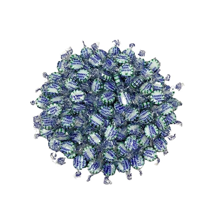 Sugar Free Spearmint Mints Hard Candy - 1 lb Bulk Bag Individually Wrapped Keto And Diabetic Friendly Gourmet Spearmint Flavored Candies (16oz)