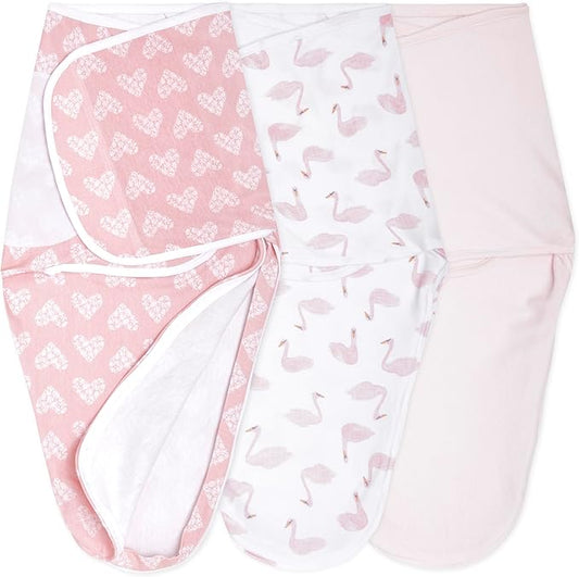 aden + anais Essentials Easy Swaddle Wrap Quick Change with Bottom Zipper, Snug Cotton Knit Baby Wrap Swaddle Blanket for Newborns, TOG 1.0, 3-Pack, Briar Rose, 0-3 Months, Small/Medium