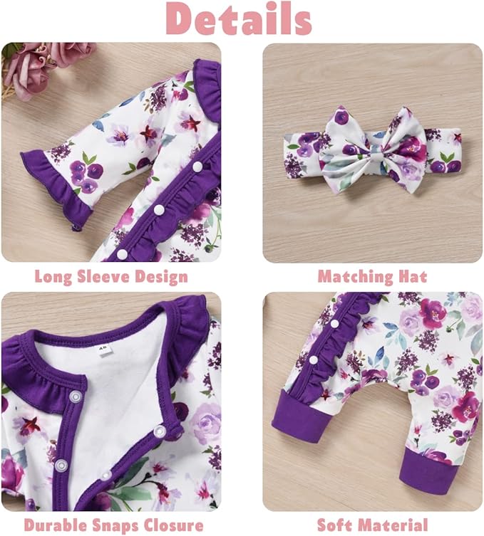 Aalizzwell Baby Girls Romper Outfit Fall Winter Clothes with Accessories