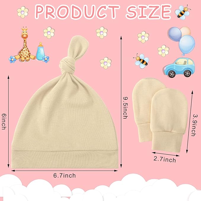 Toulite 10 Set Newborn Baby Socks Hat and Mittens Soft Ankle Sock Newborn Beanie Mitten for Boys Girls Infant