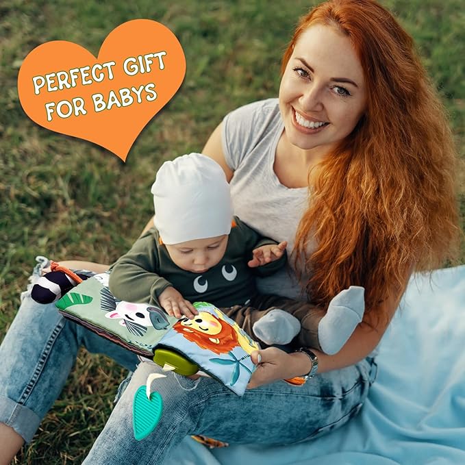 Baby Books Toys, Ocean Pals Touch and Feel Music Cloth Book for Infant Baby 6-12-18 Months, Early Learning Education Shower Easter Gifts for Boys Girls (Animal Pals)