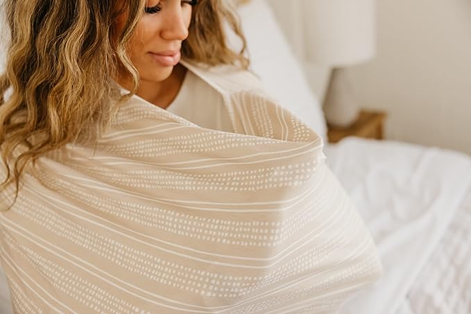 Copper Pearl Multi-Use Cover: Car Seat Covers, Nursing Cover, and Stroller Cover for Sun - Stretchy Fabric, All-Season Use, Stylish Designs, Easy Access for Moms - Clay