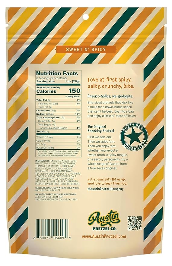 Jalapeño Queso Pretzels – 6 Oz Sweet n' Spicy Bite-Sized Snacks Packed with Real Cheese & Jalapeño Flavor – Crunchy, Snacky, Perfect for Sharing or Spicy Indulgence