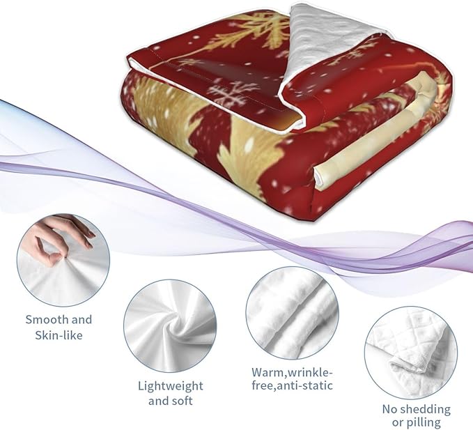 Baby Blanket Gold Christmas Tree Pattern Snowflake for Boy Girl Newborn 30x40 Inch Toddler Infant Nursery Throw Blankets Double Layer Comfy Soft Plush Stroller Crib Quilt