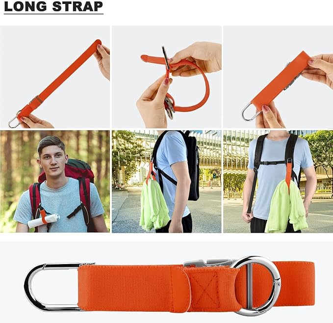 Elastic Jacket Gripper with D-Ring Hook and Buckle, ZINZ D-Ring Hook Baggage Suitcase Straps Belts Travel Accessories, Makes Your Hands Free