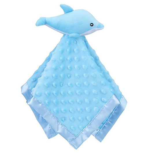 Pro Goleem Dolphin Loveys for Babies, Soft Security Blanket Baby Snuggle Toy Newborn Stuffed Animals Baby Gifts for Boys and Girls, 16 Inch