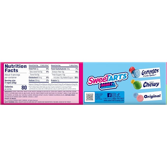 SweeTARTS Ropes, Candy, Sour Apple, Soft and Chewy, 3.5 oz (Pack of 12)