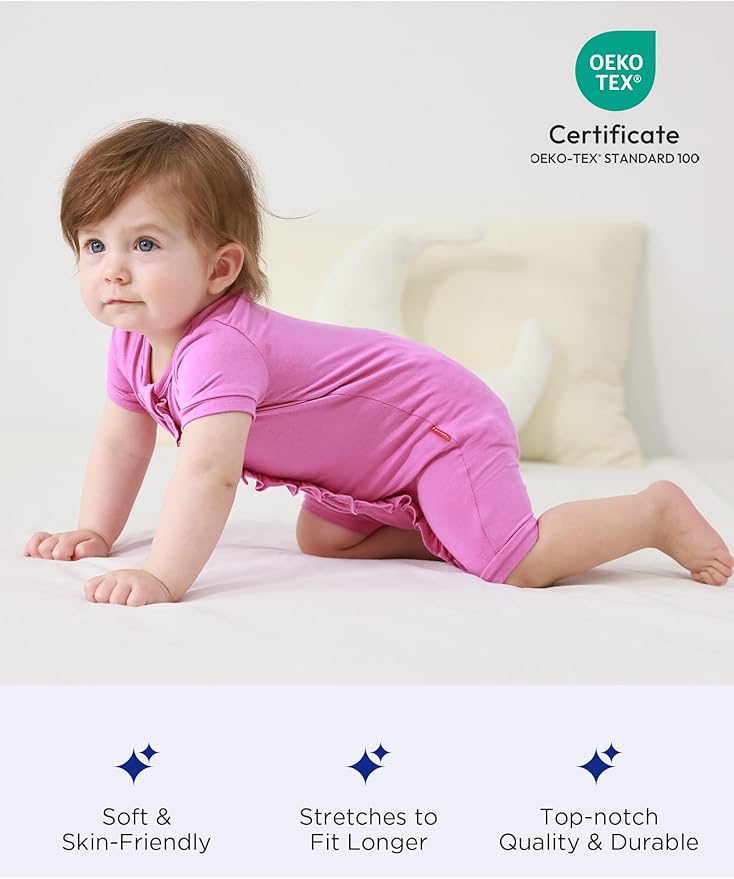 Bamboo Viscose Baby Girl Romper Infant Short Sleeve Zipper Baby Jumpsuit