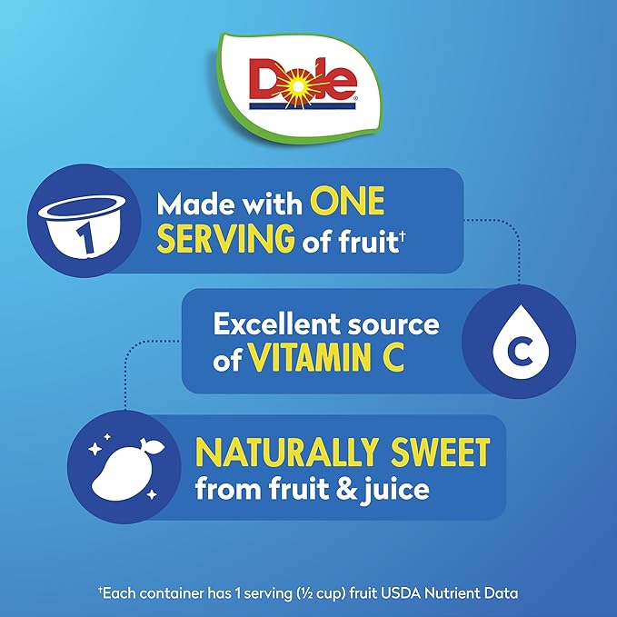 Dole Diced Mango in 100% Fruit Juice - Dole Fruit Bowls - 4 oz Fruit Bowls - 24 Pack
