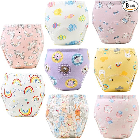 Upairy Training Pants Potty Training Underwear for Boys Girls,Toddler Potty Pants for 2T-5T,Soft Absorbent & Leak-Proof with Characters, 100% Cotton Washable (8PCS,M)
