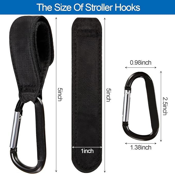 6 Pack Baby Stroller Hooks for Hanging Diaper Bags Pram Clips for Bags Multipurpose Hooks for Grocery Shopping Backpack Stroller Accessories Pram Buggy Clips Straps Hook