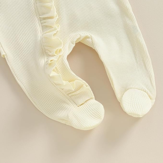 Newborn Girl Clothes Baby Girl Coming Home Outfit Zipper One-piece Outfits Ruffle Footie Bodysuit Jumpsuit Headband