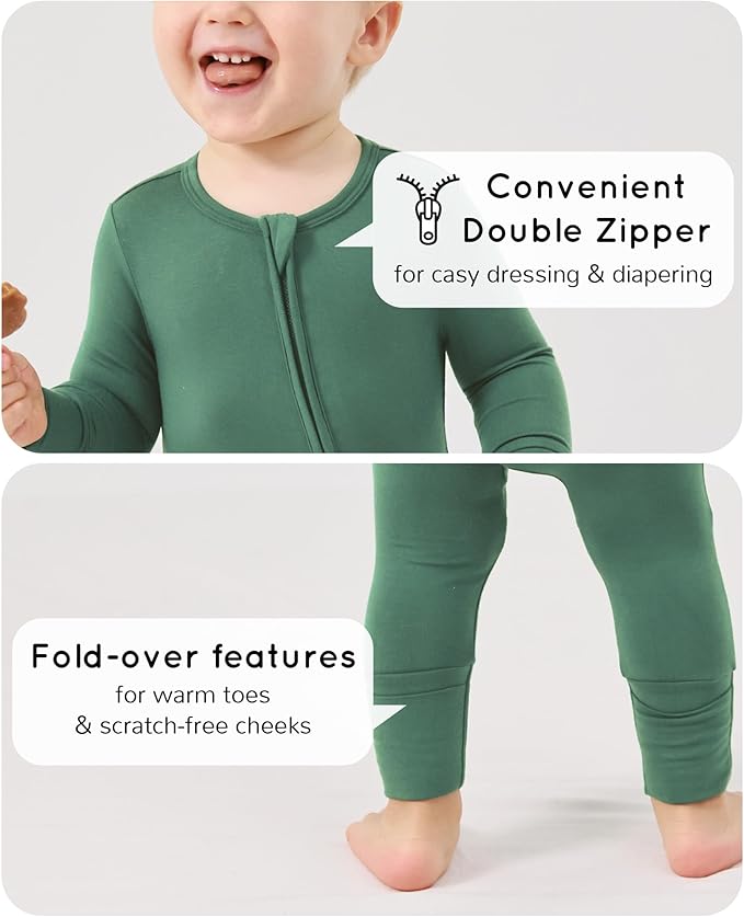Footless Pajamas Baby Boy Girls, Viscose from Bamboo Baby Pajamas, Two Way Zipper Sleepers, Newborn Pjs