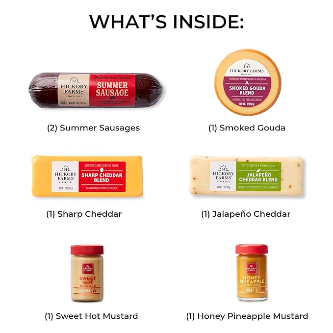 Hickory Farms Farmhouse Meat and Cheese Food Gift Basket (Medium) - Box Set | Charcuterie Board Food | Summer Sausage | Father's Day | Mother's Day | Easter | Christmas | Holiday | Housewarming | Gourmet | Sympathy | Care Package