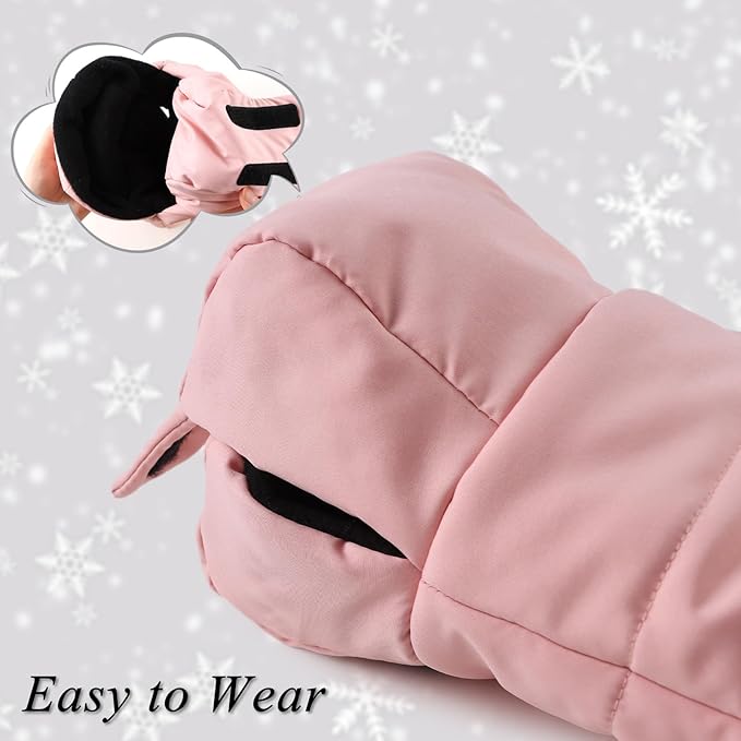 Zsedrut Stroller Gloves Universal Winter Anti-Freeze Stroller Mittens Water Repellent Hand Warmer Muff Fleece Lined,Winter Stroller Accessories (Pink)