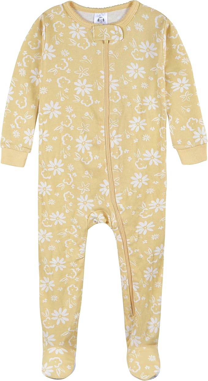 Gerber Baby Girls' 2-Pack Footed Pajamas