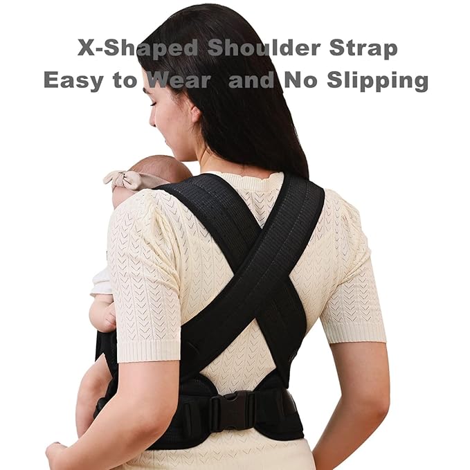 SUNVENO Baby Carrier for Newborn to Toddler – CPC-Certified Breathable Mesh Hip Seat Carrier, Supports 7-45 lbs for Front & Back Carry with Adjustable Waistband, All-Season, Black