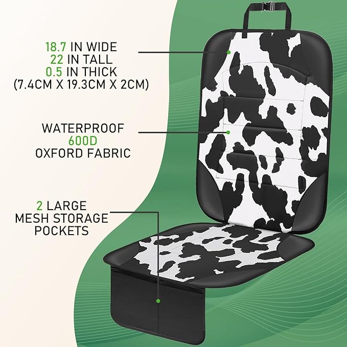 Siivton Car Seat Protector for Child Car Seat,Waterproof Car Seat Cover with Thick Padding, Non-Slip Backing, Protects Fabric & Leather Seats, 2 Mesh Storage Pockets(2 Pack)