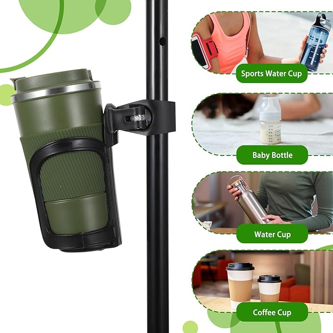 6 in 1 Universal Drink Stand: Rotatable Holders for Stroller, Bike, Wheelchair & More