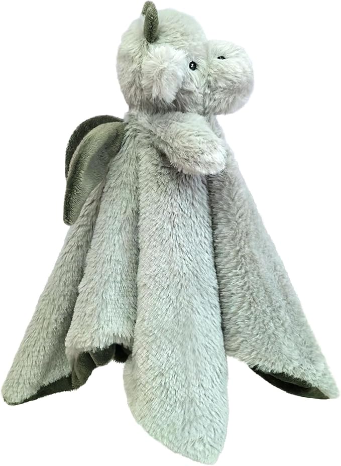 Baby Green Dragon Soft Stuffed Animal Security Blanket, Plush Dinosaur Character Lovey Blanket, Baby Shower/Nursery Gift, Newborn Infant Toddler Snuggle Blankie for Girls Boys, 14 Inches