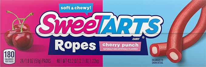 SweeTARTS Soft and Chewy Ropes, Cherry Punch Flavor, 1.8 Ounce Pouches (Pack of 48)