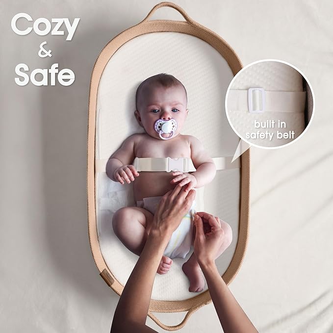 Baby Changing Basket Includes Diaper Caddy - Breathable & Waterproof Dual-Cover, Portable, Changing Pad for Dresser & Changing Table, Gift for Baby Shower, Cotton Rope Basket for Baby