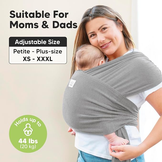KeaBabies Baby Wrap Carrier Ring Sling - Easy to Wear, Adjustable D-Lite Baby Carrier Newborn to Toddler, Infant Carrying Shirt, Hands Free Bonding, Breathable Fabric Wearing Wrap (Classic Gray)