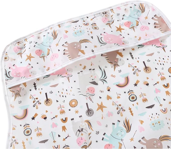 Sleeved Bib,5 Pack,Waterproof Shirt Bibs for Baby 3-24 Months Wipe Clean