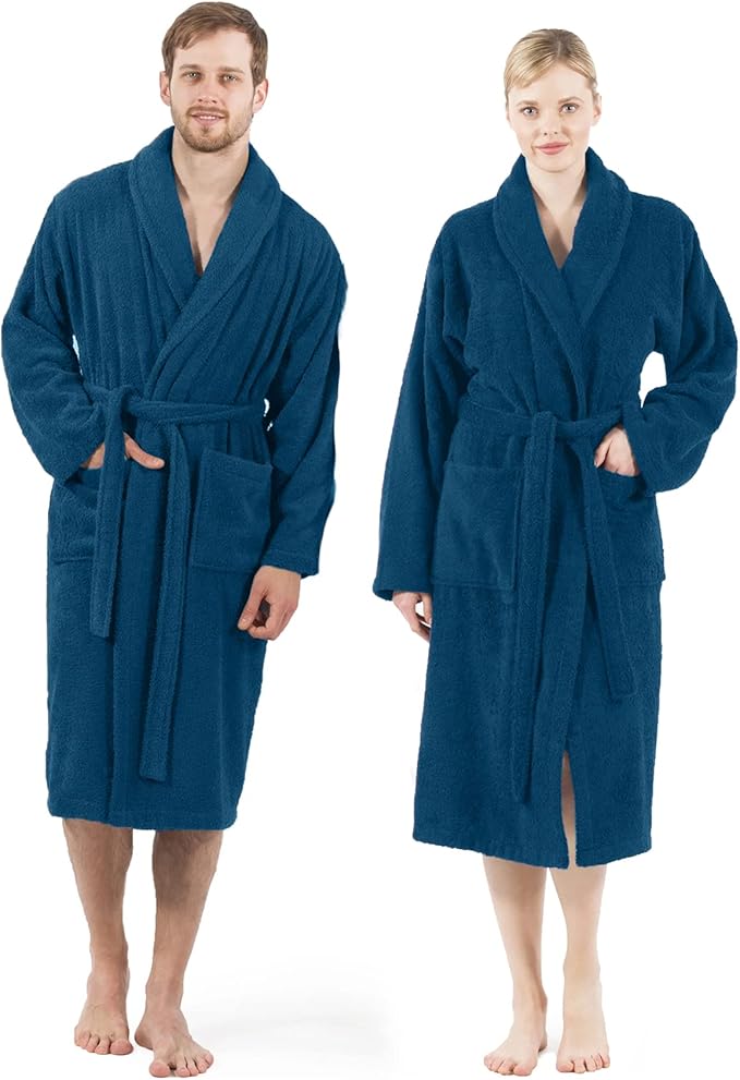 DAN RIVER Premium Cotton Terry Robes for Women and Men, Ultra Soft bathrobe with Adjustable Waist Belt and Pockets Pack of 1