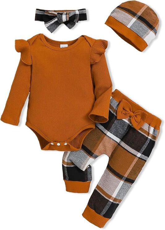 Baby Girl Clothes Newborn Infant Outfits Cute Summer Clothes Spring Romper Set+Hat+Headband