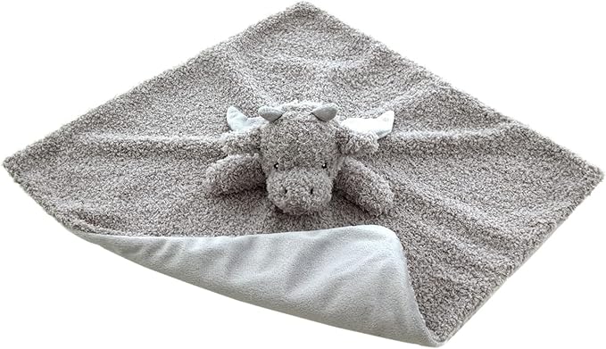Baby Gray Dragon Soft Stuffed Animal Security Blanket, Plush Dinosaur Character Lovey Blanket, Baby Shower/Nursery Gift, Newborn Infant Toddler Snuggle Blankie for Boys Girls, 14 Inches