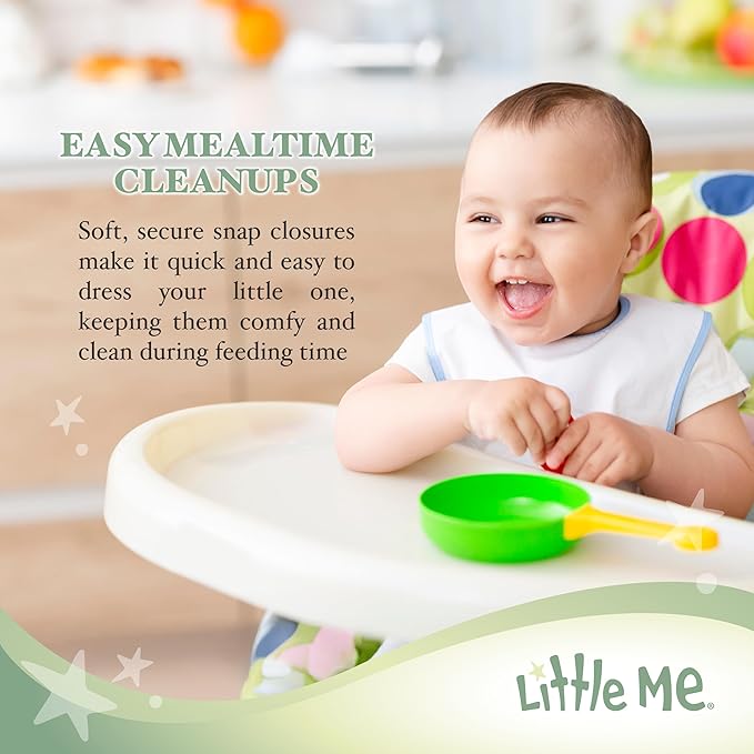 Little Me Clothes for Baby Boys’ and Girls’ 2 Bibs and 1 Burp Cloth Set, Soft Cotton Feeding Essentials with Velcro Closures