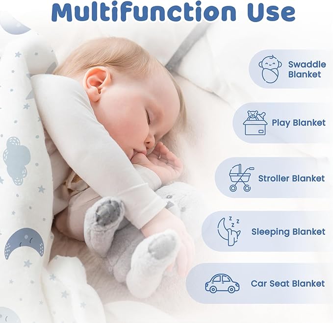 Star Baby Blanket 30 x 40 Inches for Boys Girls, Toddler Newborn Infant, Soft Plush Receiving Blanket with Dotted Back, Gifts for Christmas Birthday Baby Shower