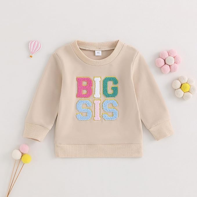 Infant Baby Girl Fall Outfit Sweatshirt Romper Letter Embroidery Jumpsuit Big Lil Sis Matching Newborn Winter Clothes