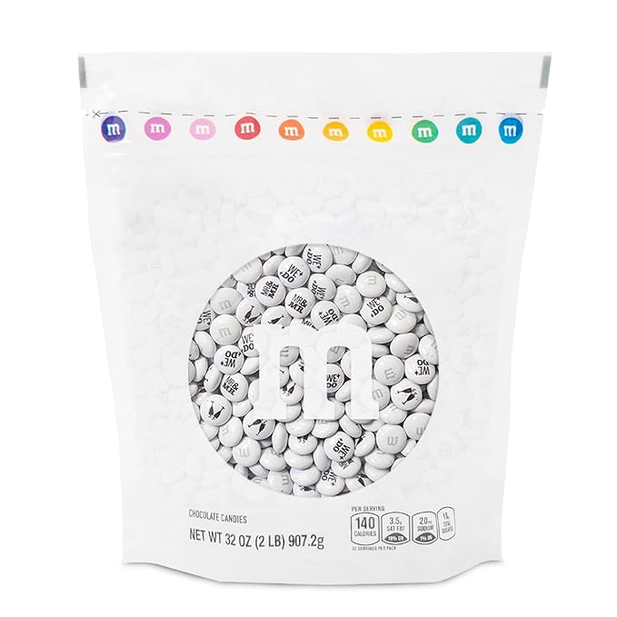 M&M’S WORLD “Mr. and Mr.” Milk Chocolate Candy, 2 lbs Bulk Candy for Wedding Decorations, Unique Favors, or Cake Topper
